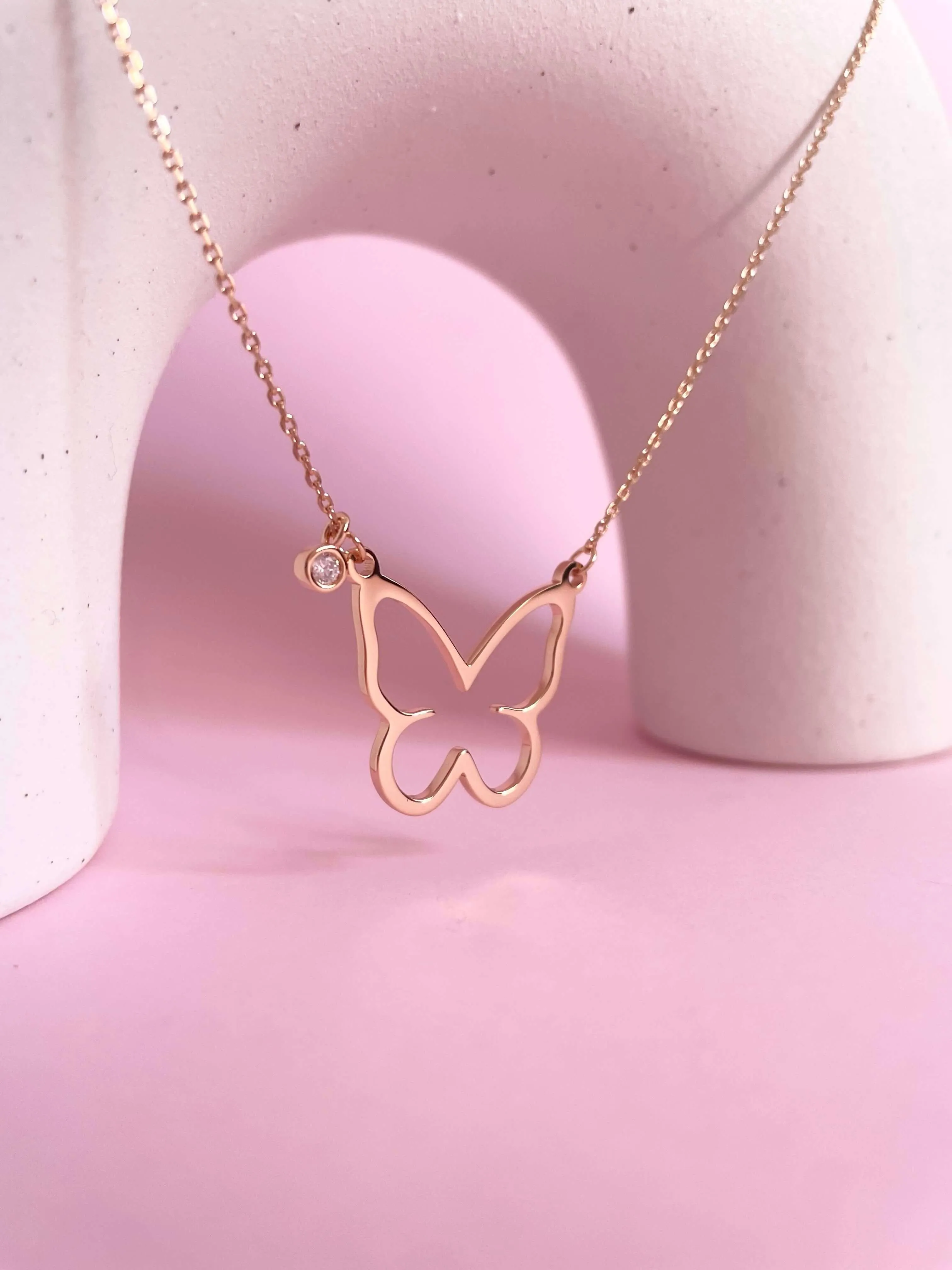 Open Butterfly Necklace | Rose Gold