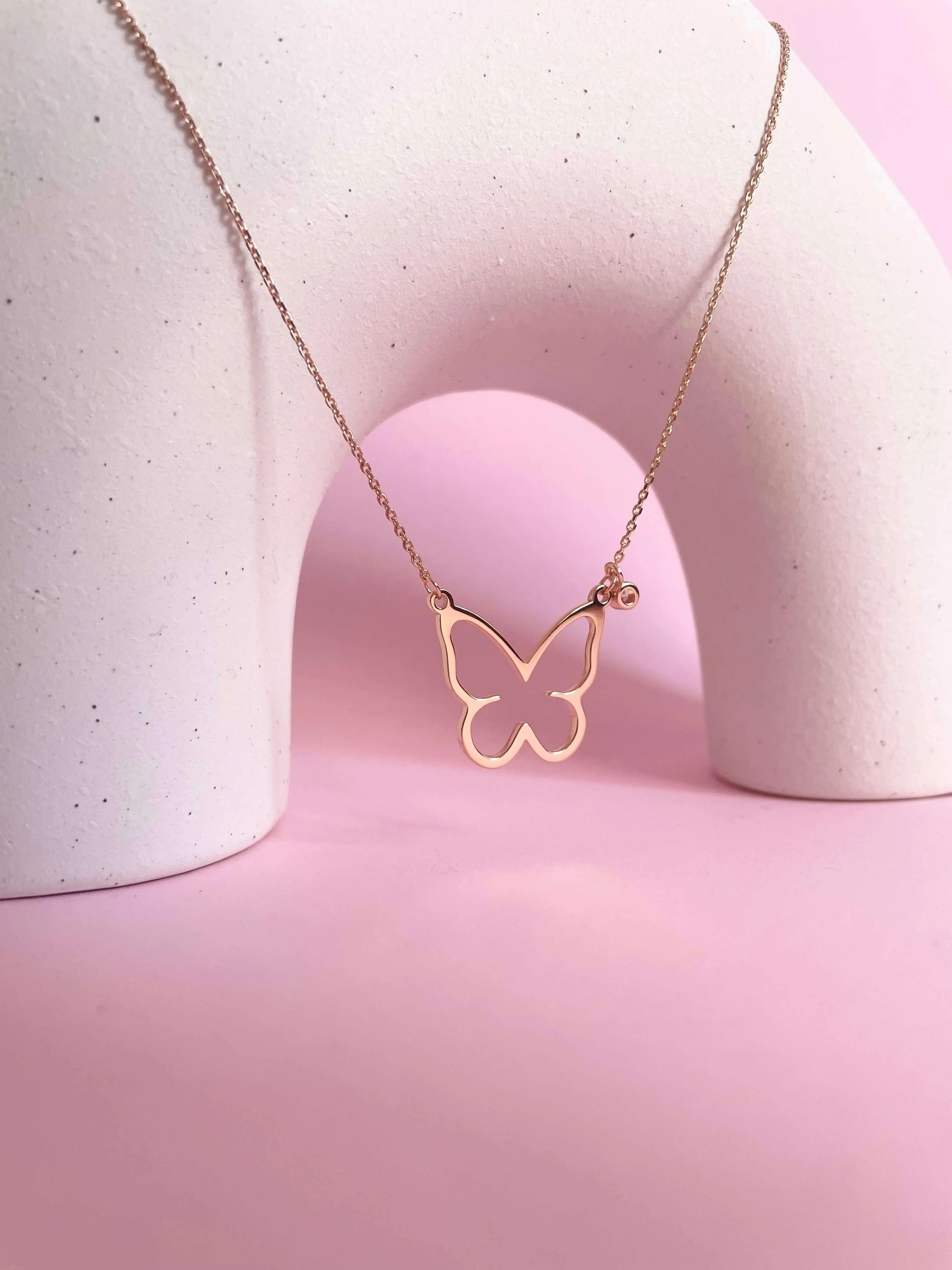 Open Butterfly Necklace | Rose Gold