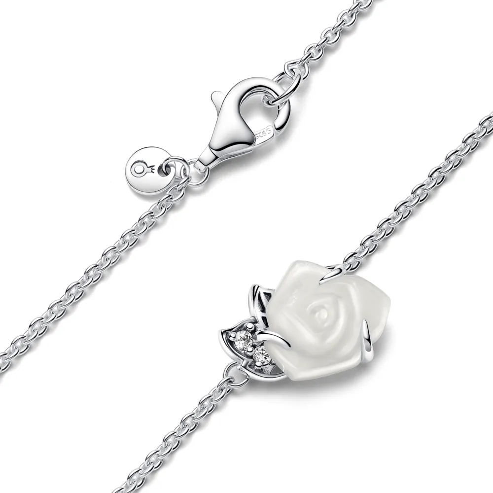 Pandora White Rose in Bloom Collier Necklace