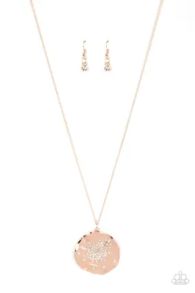 Paparazzi Boom and COMBUST Rose Gold Long Necklace - P2RE-GDRS-421XX