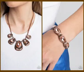 Paparazzi Formally Forged Necklace Copper & Formal Fanfare Bracelet Copper