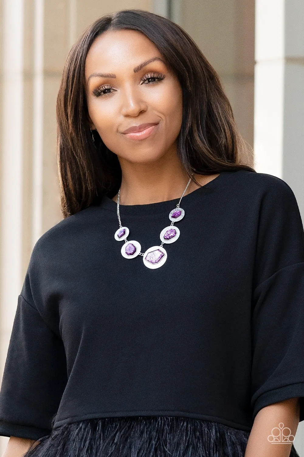 Paparazzi Raw Charisma Purple Short Necklace - P2ED-PRXX-053XX