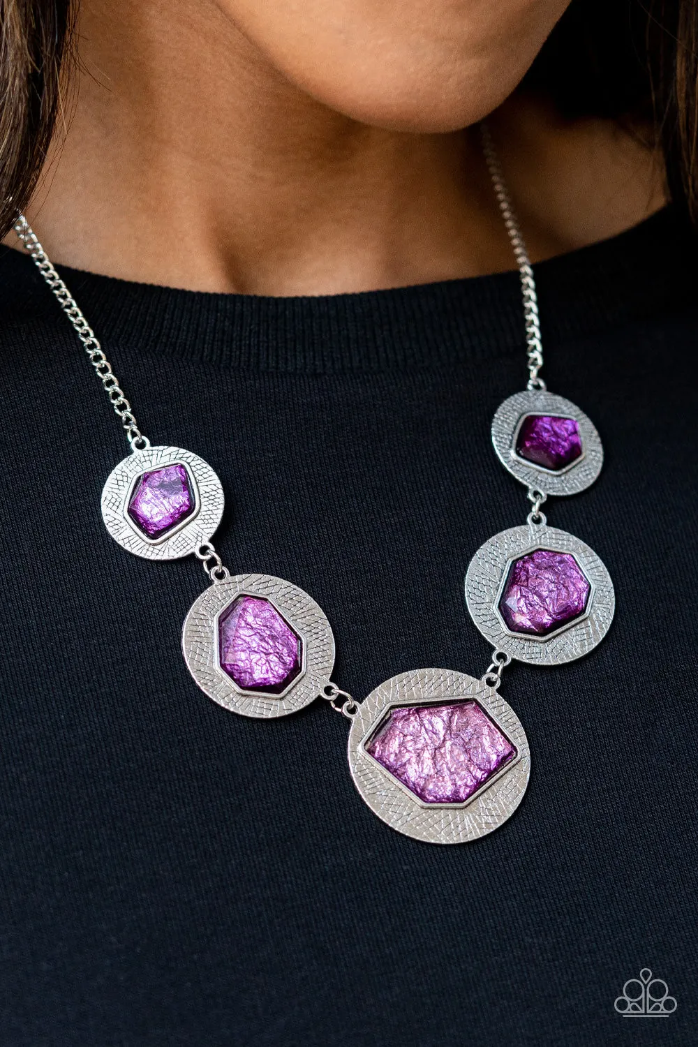 Paparazzi Raw Charisma Purple Short Necklace - P2ED-PRXX-053XX