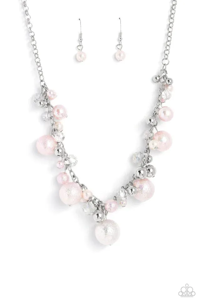Paparazzi Scratched Shimmer-Pink Necklace