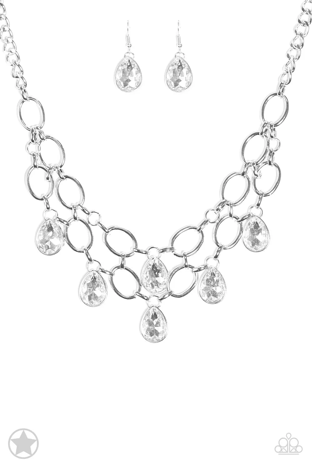 Paparazzi Show-Stopping Shimmer White Short Blockbuster Necklace - P2RE-WTXX-178XX