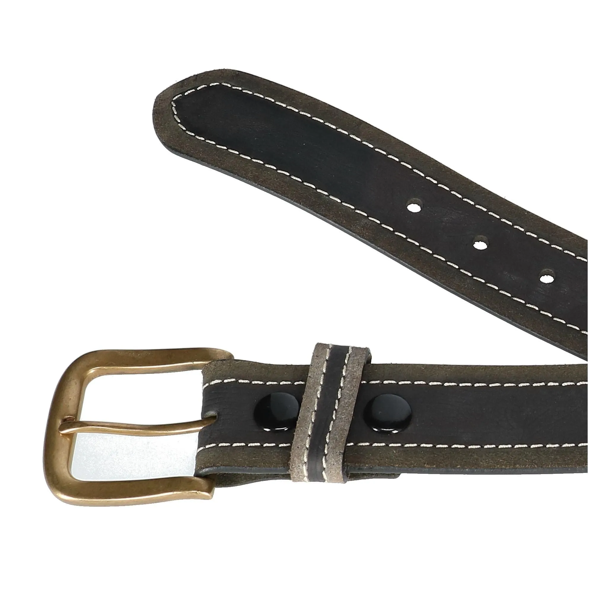 Paul & Taylor Mens Big & Tall  Two Tone Bridle Belt with Removable Buckle