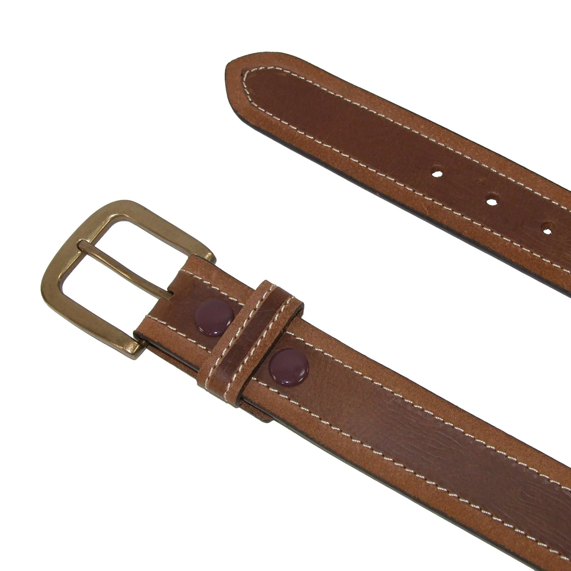 Paul & Taylor Mens Big & Tall  Two Tone Bridle Belt with Removable Buckle