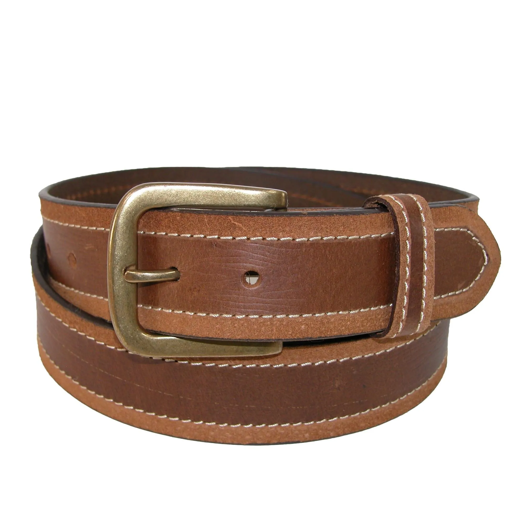 Paul & Taylor Mens Big & Tall  Two Tone Bridle Belt with Removable Buckle