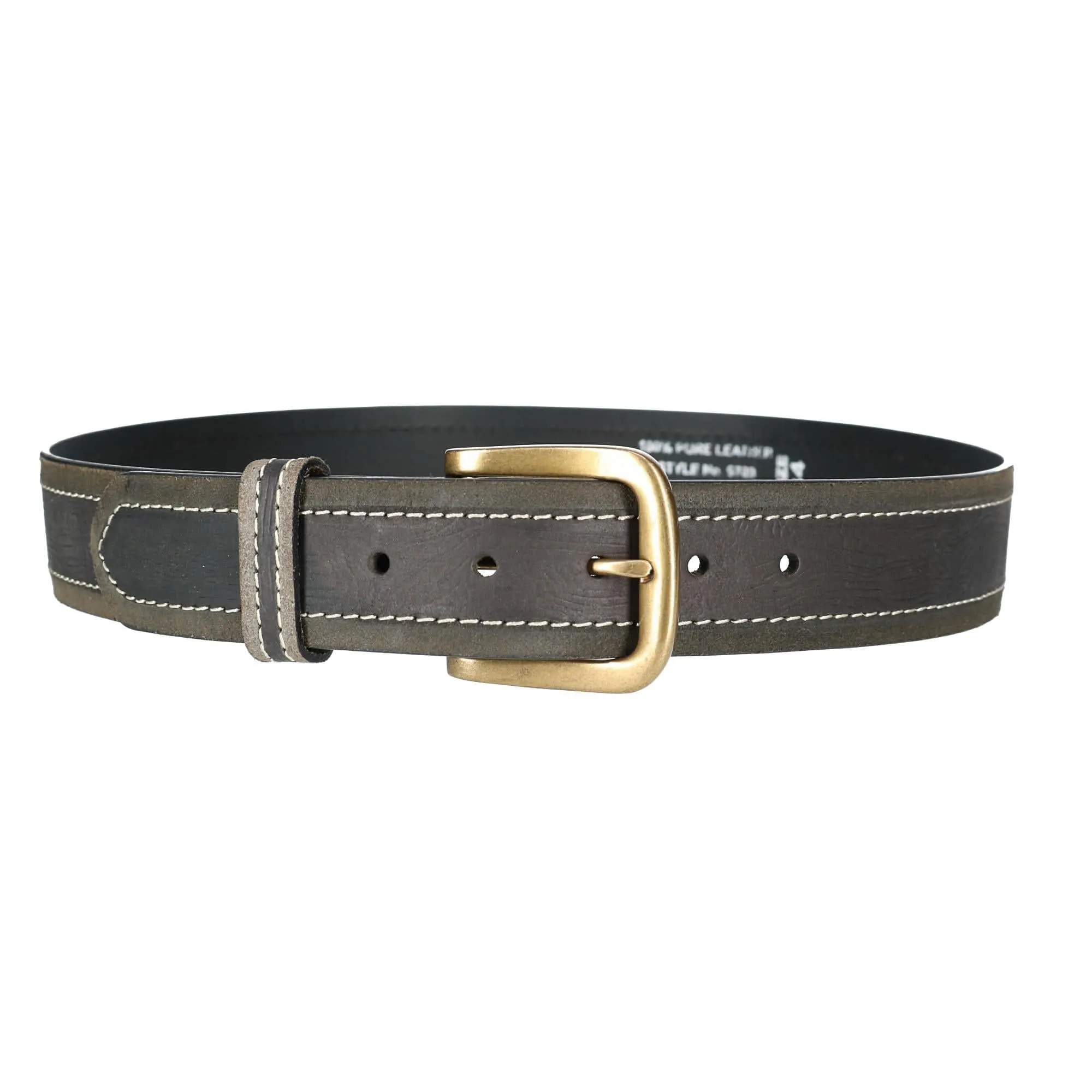 Paul & Taylor Mens Big & Tall  Two Tone Bridle Belt with Removable Buckle