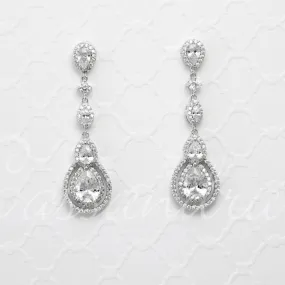 Pave Set Teardrop and Marquise CZ Earrings