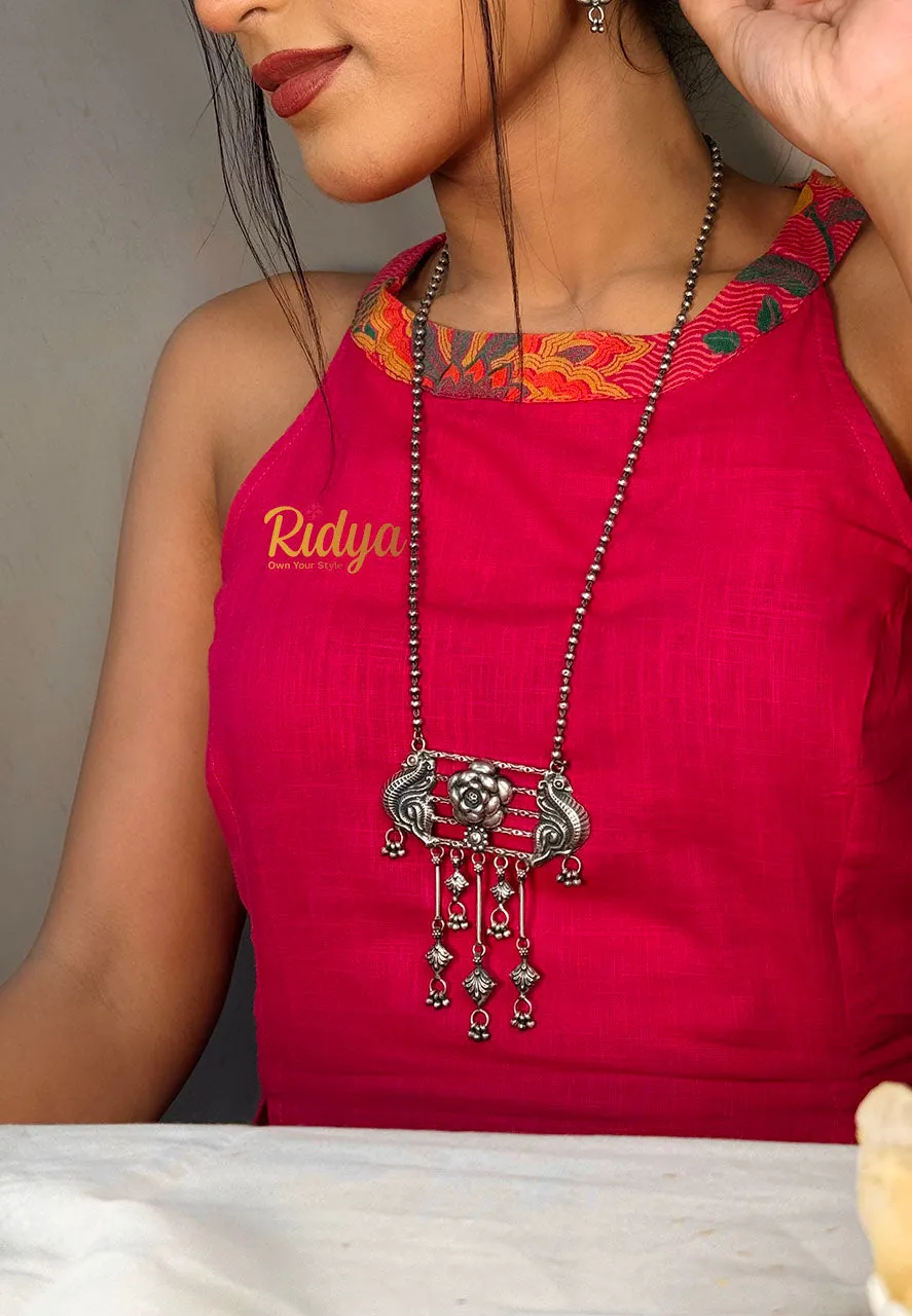 Peacocks on a Rose Everyday Ball Chain Necklace and Earrings Set