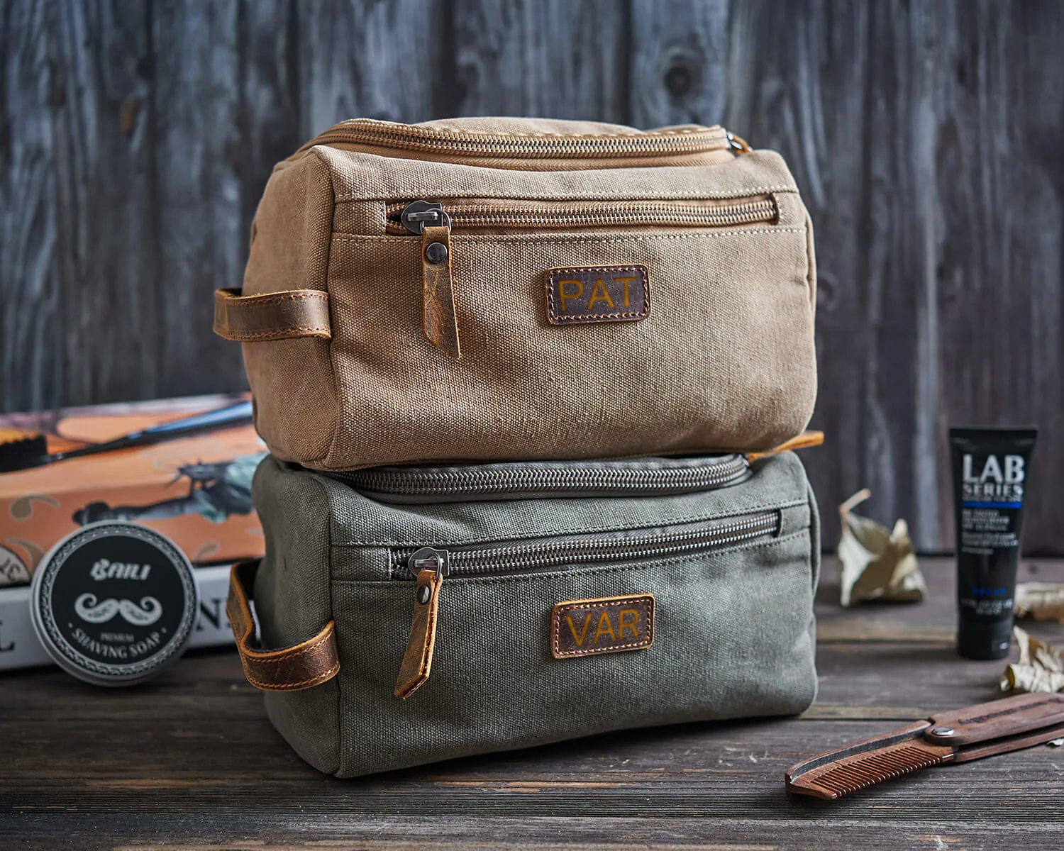 Personalized Canvas Dopp Kit Bag Canvas Toiletry Bag Monogram Mens Toiletry Bag Canvas Gift for Him, Father's Day Gift, Lifetime Canvas Gift