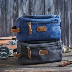 Personalized Canvas Dopp Kit Bag Canvas Toiletry Bag Monogram Mens Toiletry Bag Canvas Gift for Him, Father's Day Gift, Lifetime Canvas Gift