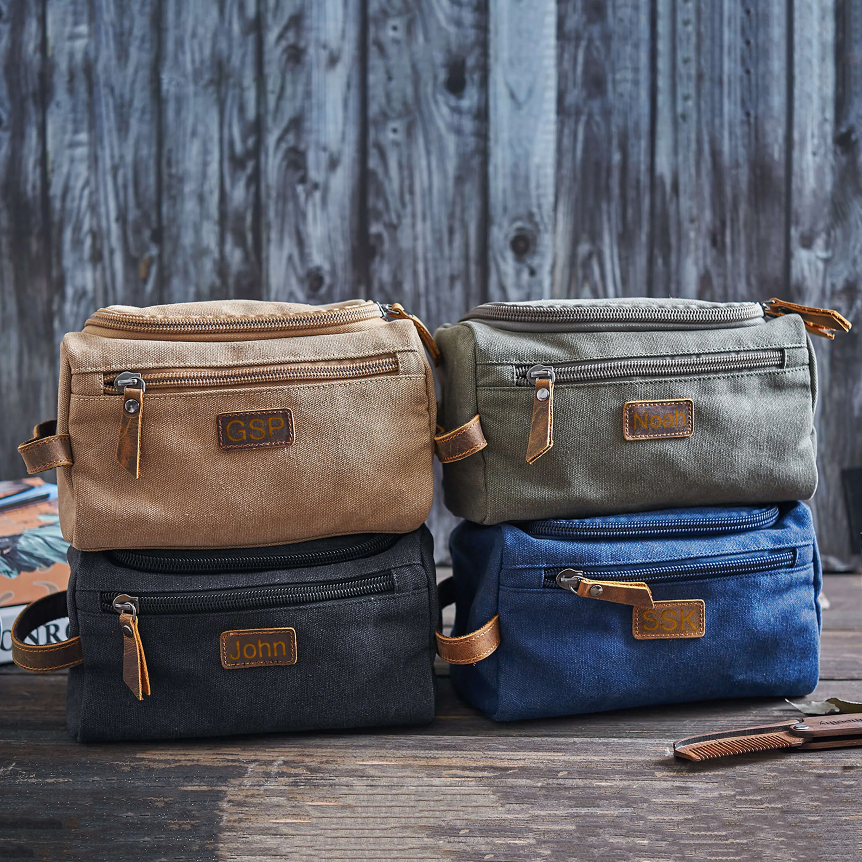 Personalized Canvas Dopp Kit Bag Canvas Toiletry Bag Monogram Mens Toiletry Bag Canvas Gift for Him, Father's Day Gift, Lifetime Canvas Gift
