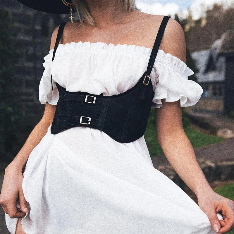 PU Leather Buckle Waist Vest