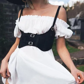 PU Leather Buckle Waist Vest