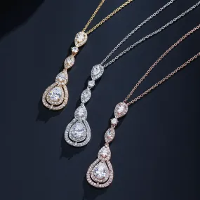 "Amalfi" - Cubic Zirconia Bridal Necklace - Available in Silver, Rose Gold and Yellow Gold
