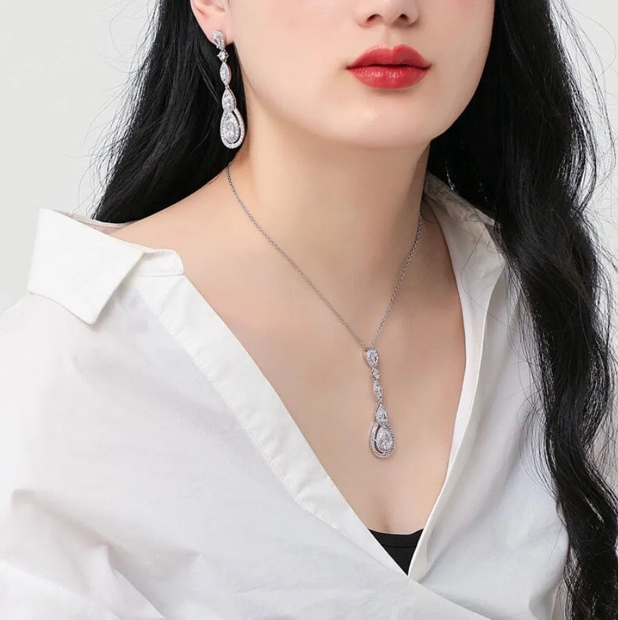 "Amalfi" - Cubic Zirconia Bridal Necklace - Available in Silver, Rose Gold and Yellow Gold