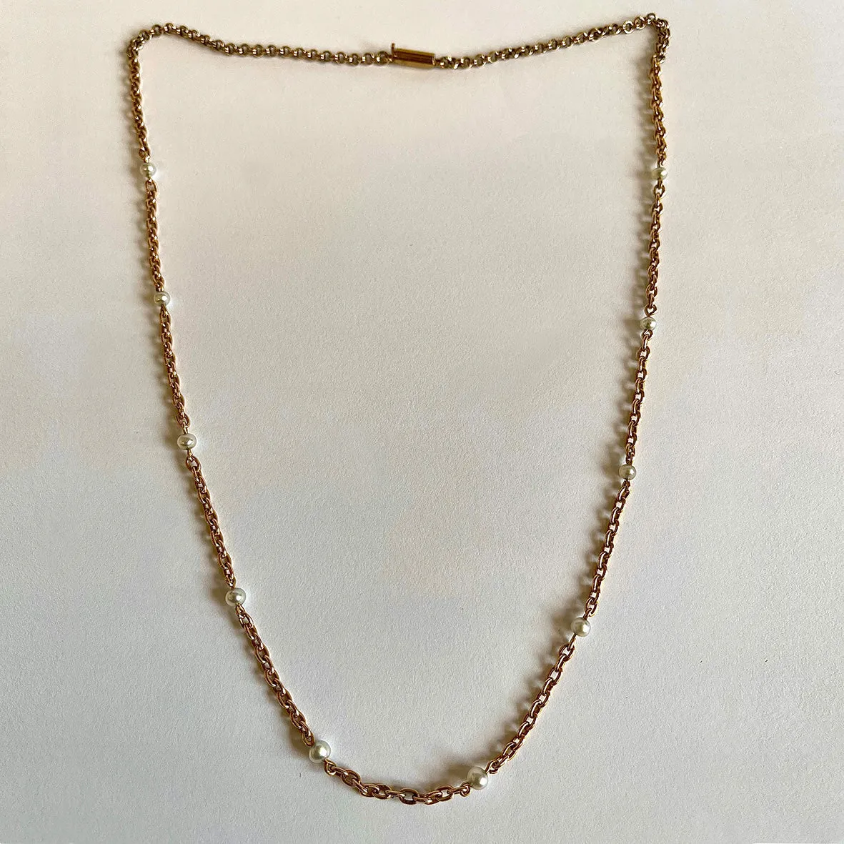 Rare White Natural Pearl & 1920's Chunky Chain