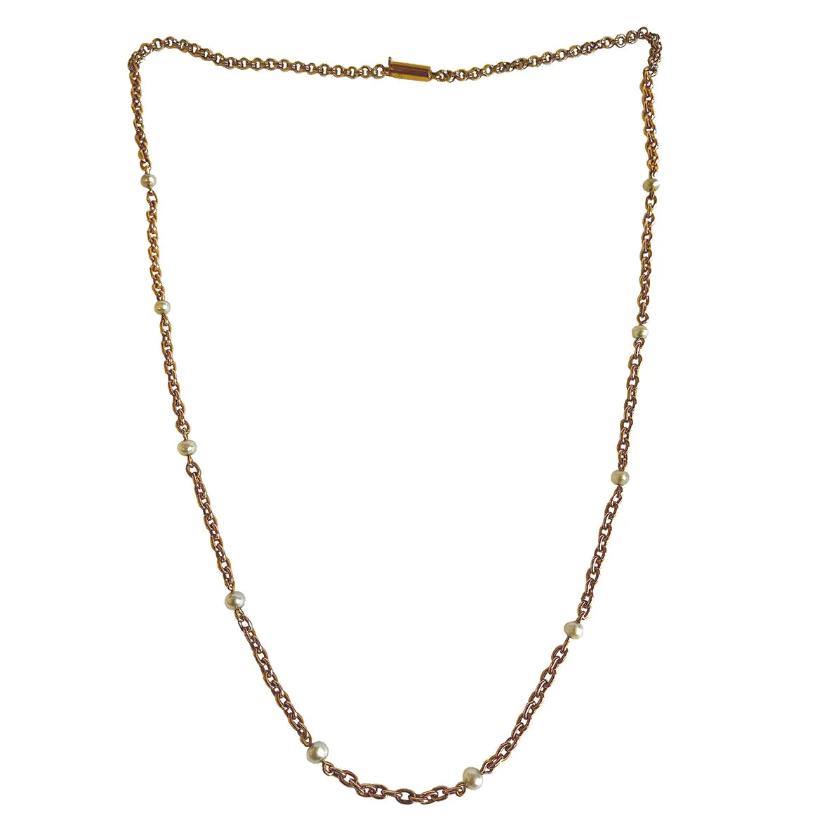 Rare White Natural Pearl & 1920's Chunky Chain