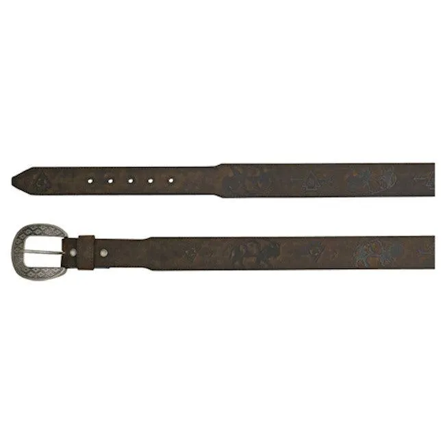 Red Dirt Hat Co. Men’s Oiled Leather Belt w/ Embossed Bison & Arrowheads Leather Belt 23133BE10