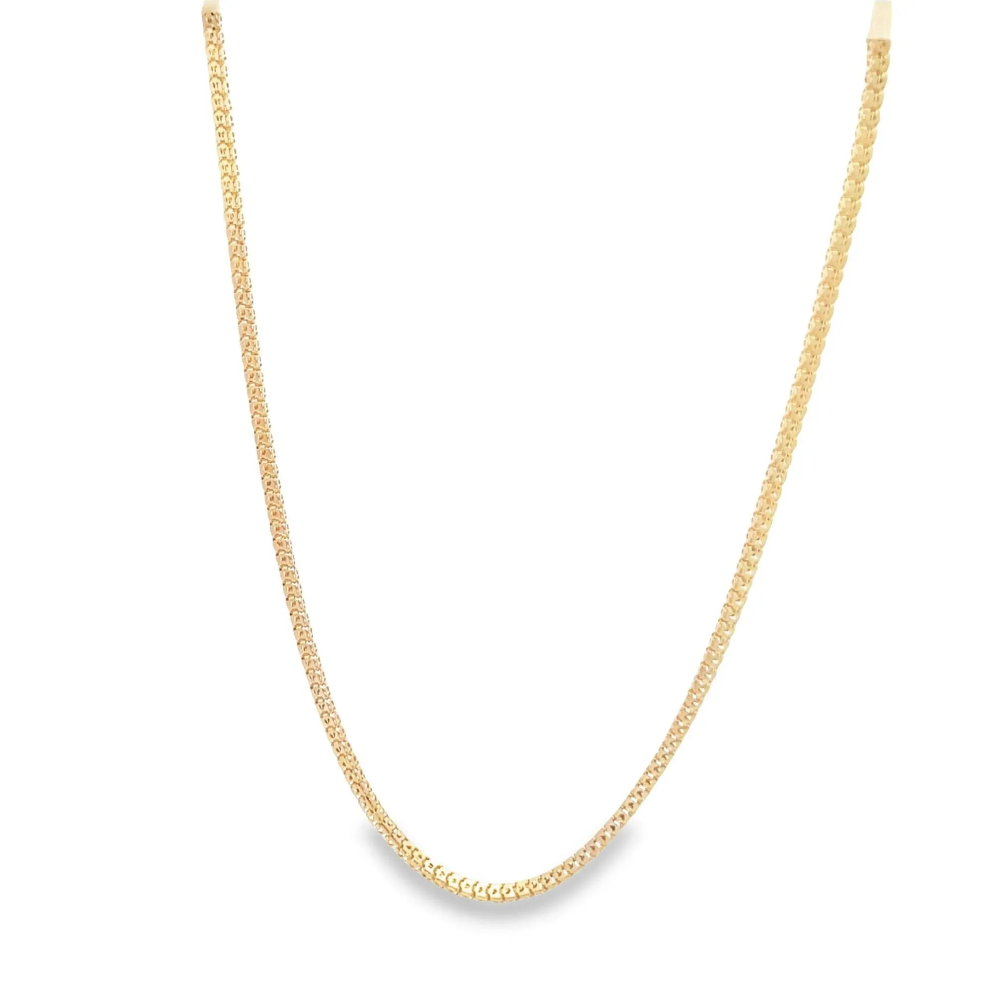 Rhodium Filled Box Chain Necklace