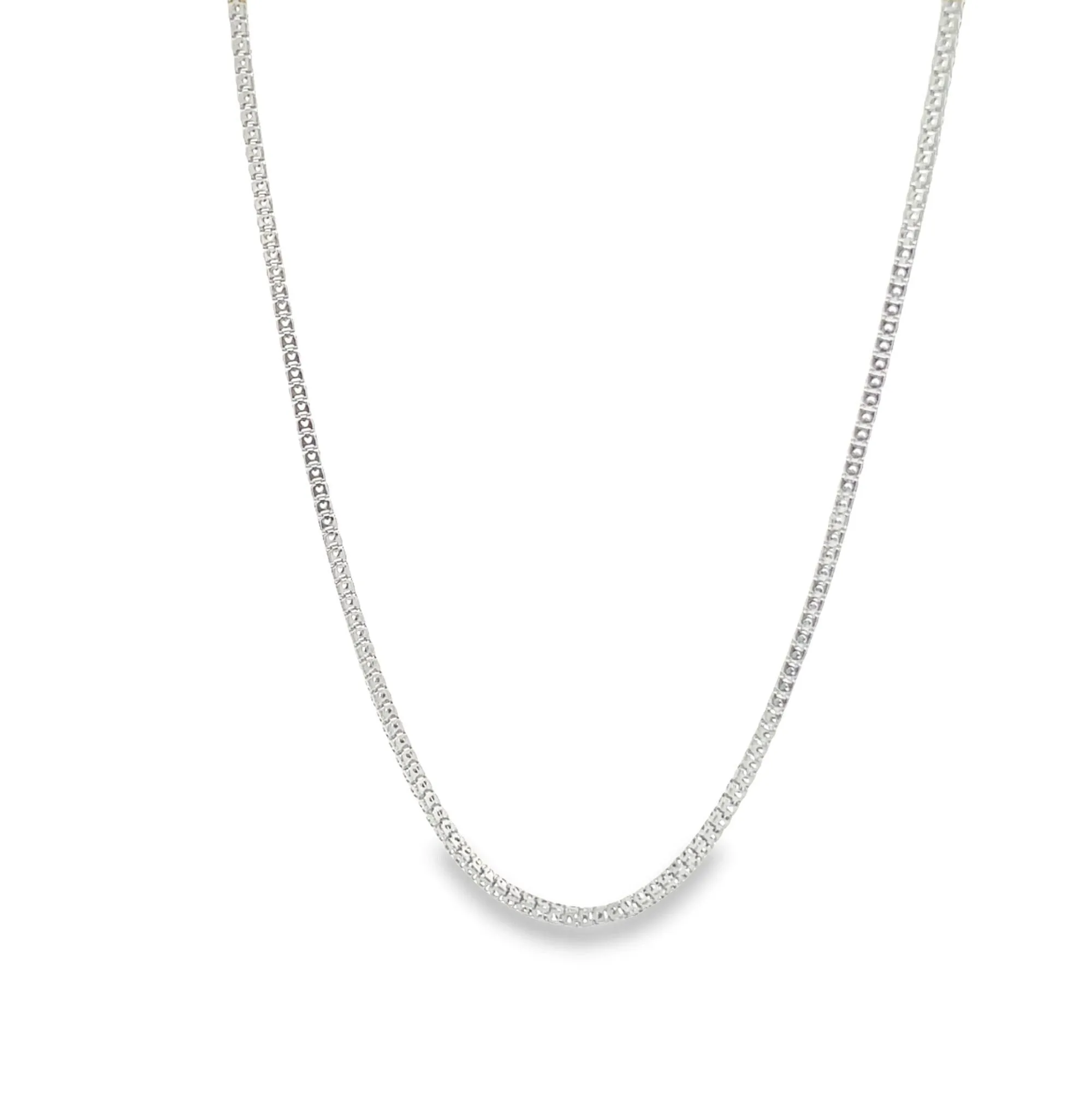 Rhodium Filled Box Chain Necklace