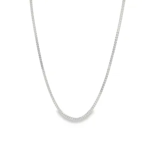 Rhodium Filled Box Chain Necklace