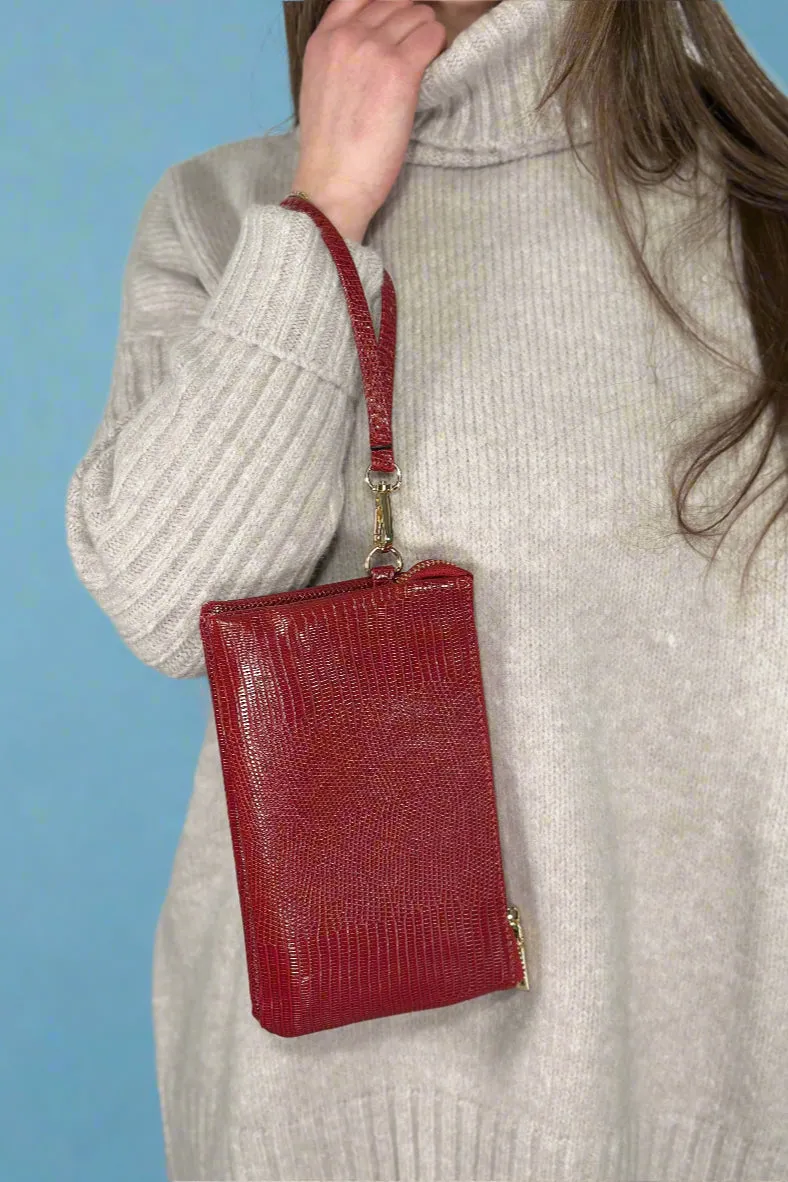 Riley 3 Compartment Crossbody Wristlet - Wine