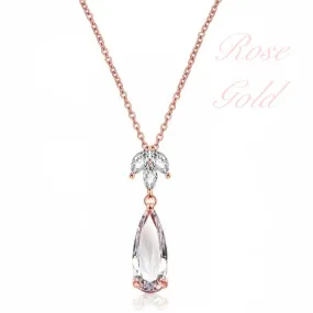 Rose Gold Crystal Drop Necklace, Bridal Jewellery 9169