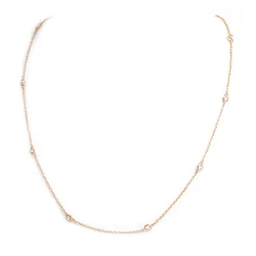 Rose Gold Cubic Zirconia 3mm Station Necklace
