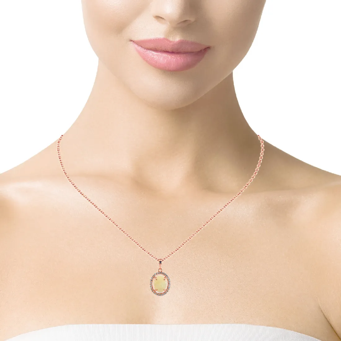Rose Gold Plated Sterling Silver White Opal Halo Pendant - Dainty, Gold & Silver, Raw & Fire Opal Necklace"