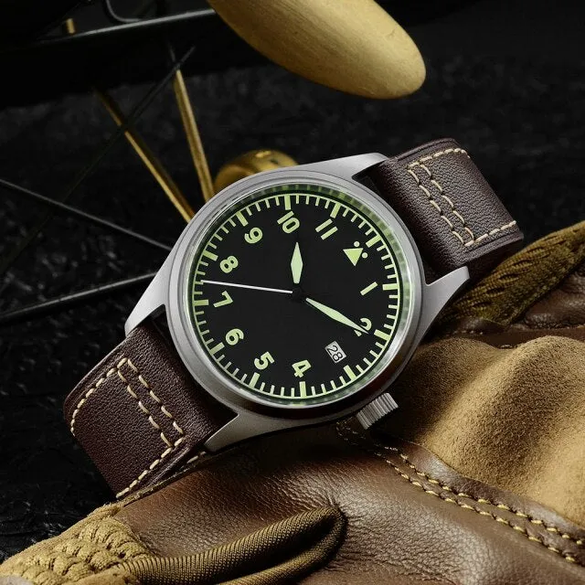 SAN MARTIN SN030-T PILOT TITANIUM WATERPROOF WATCH