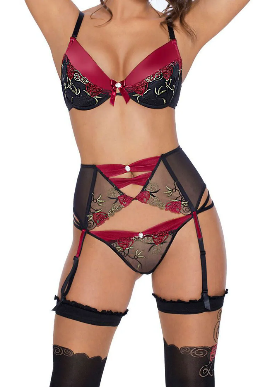 Satin suspender belt