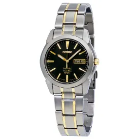 Seiko Black Dial Two-tone Titanium Men's Watch SGG735