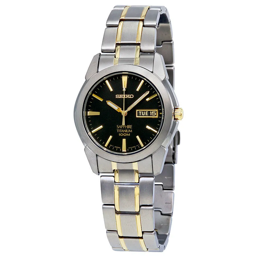 Seiko Black Dial Two-tone Titanium Men's Watch SGG735
