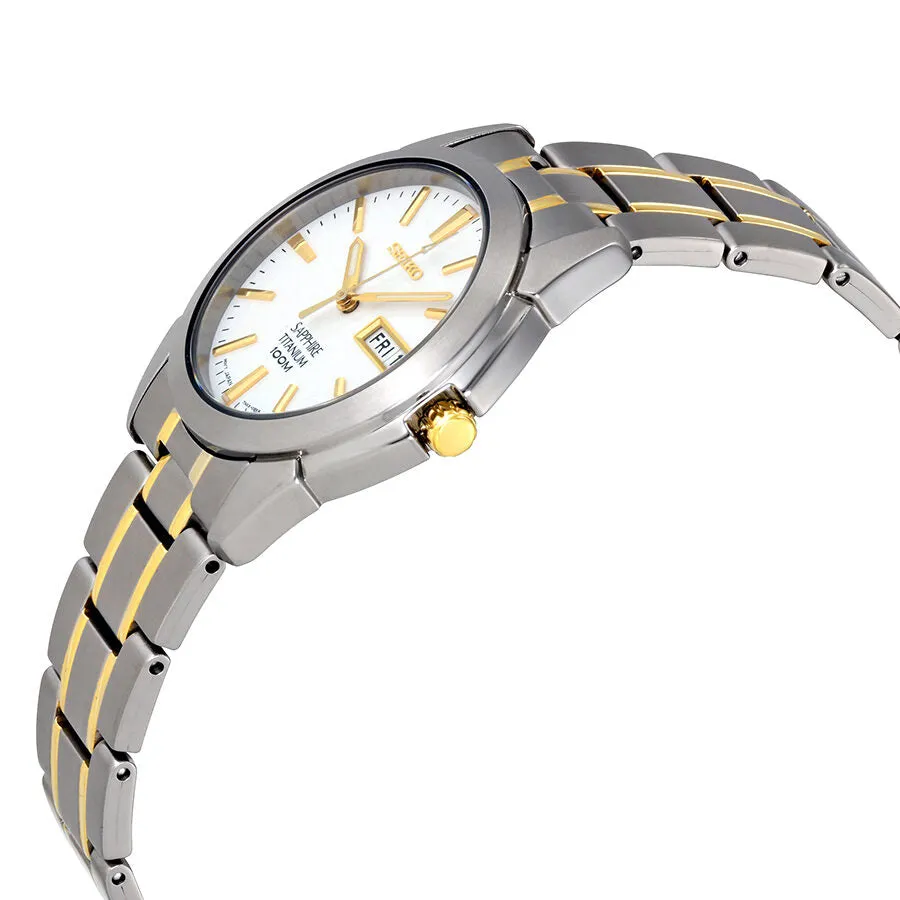 Seiko White Dial Men's Two Tone Titanium Watch SGG733P1