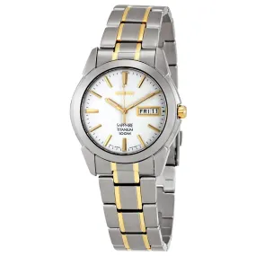 Seiko White Dial Men's Two Tone Titanium Watch SGG733P1