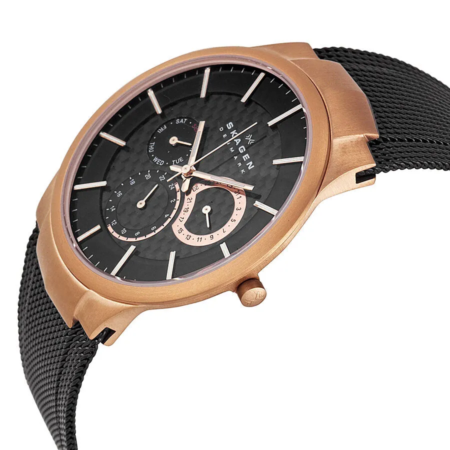 Skagen Rose Gold-plated and Black Mesh Titanium Men's Watch 809XLTRB