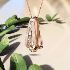 Sparkly Triple Round Necklace in Rose Gold Adorned With SWAROVSKI® Crystals