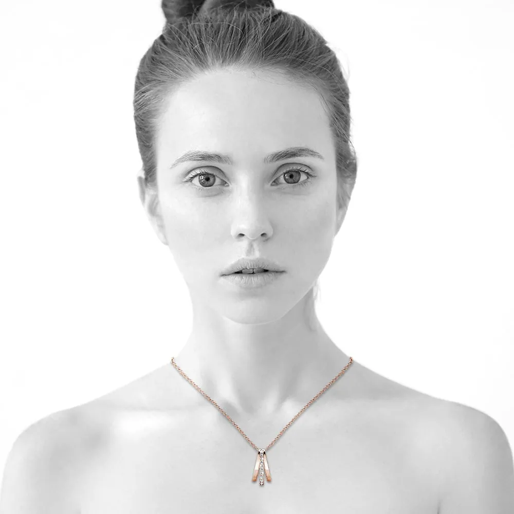 Sparkly Triple Round Necklace in Rose Gold Adorned With SWAROVSKI® Crystals