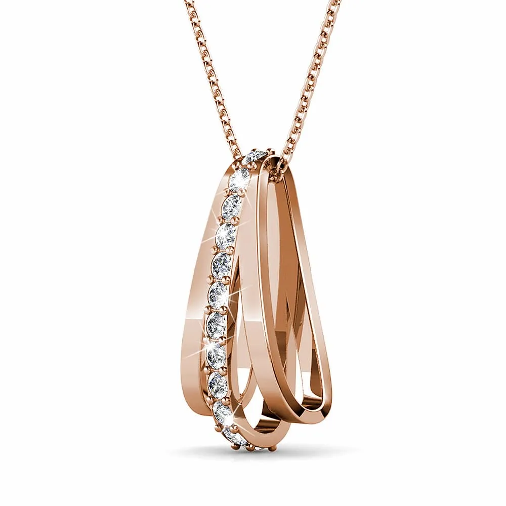 Sparkly Triple Round Necklace in Rose Gold Adorned With SWAROVSKI® Crystals