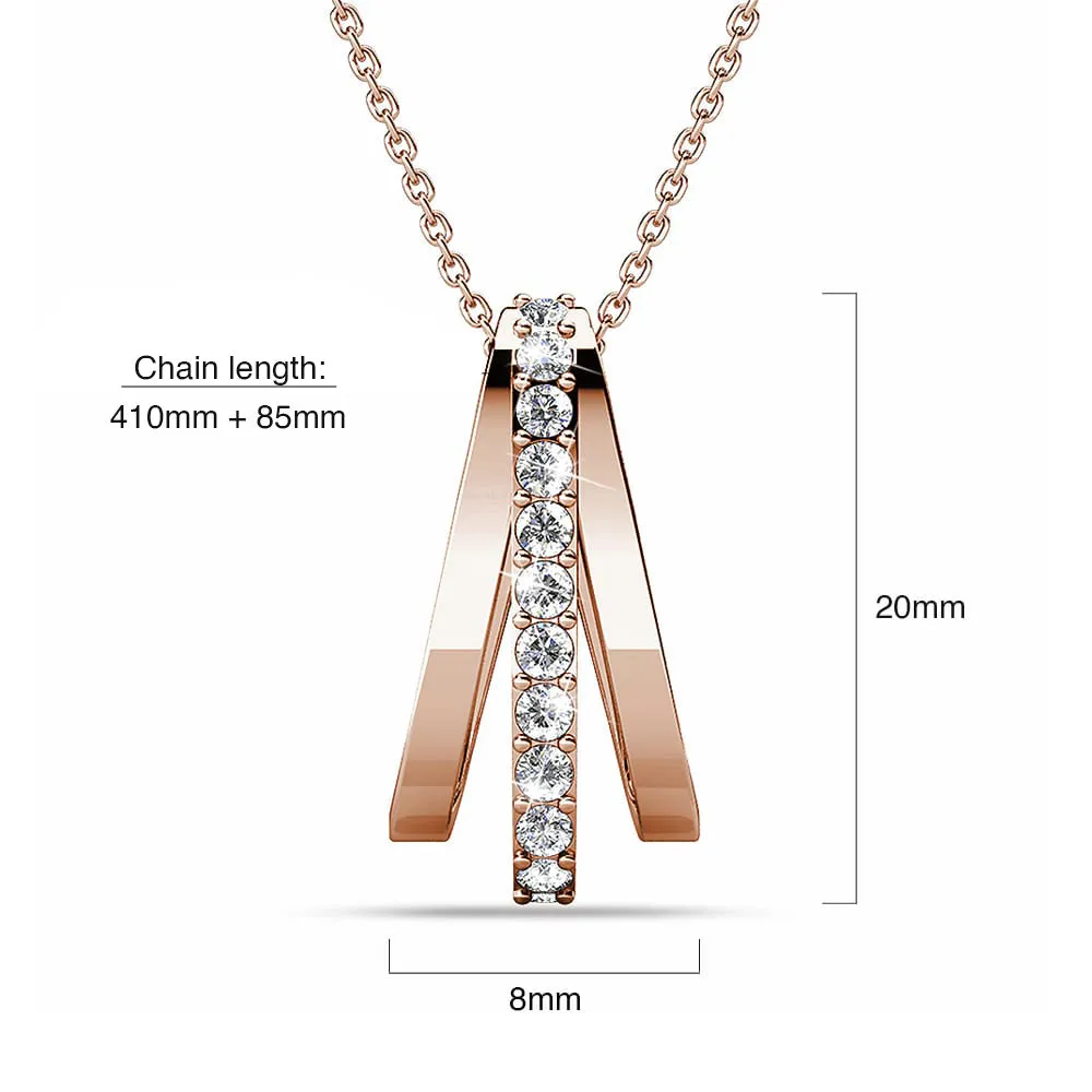 Sparkly Triple Round Necklace in Rose Gold Adorned With SWAROVSKI® Crystals