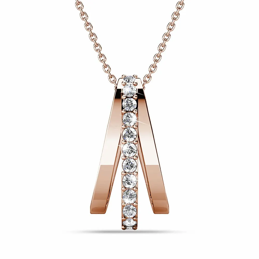 Sparkly Triple Round Necklace in Rose Gold Adorned With SWAROVSKI® Crystals