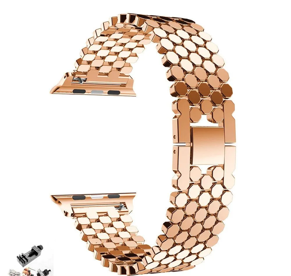 Stainless Steel Hex Watch Band Bracelet for Apple Watch 8 Ultra 49mm 7 6 5 4 3 Unisex Wristband