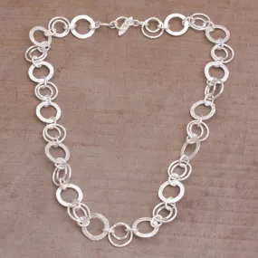 Stellar Rings 925 Sterling Silver Modern Chain Necklace from Bali