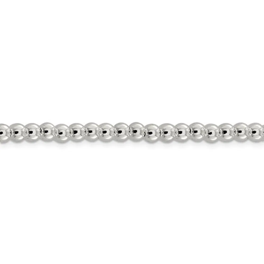 Sterling Silver 5mm Beaded Necklace Pendant Chain