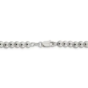 Sterling Silver 5mm Beaded Necklace Pendant Chain