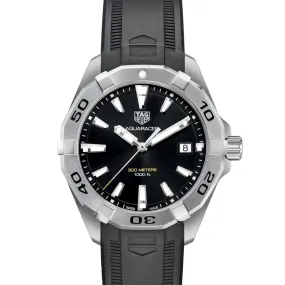 TAG Heuer Steel Case and Black Strap 41mm Aquaracer Watch