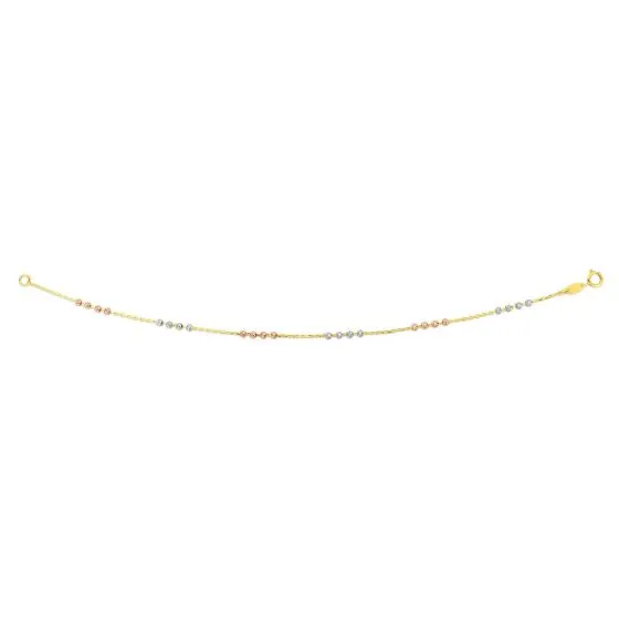 Trinity Bead Tri Color Necklace 14k Gold